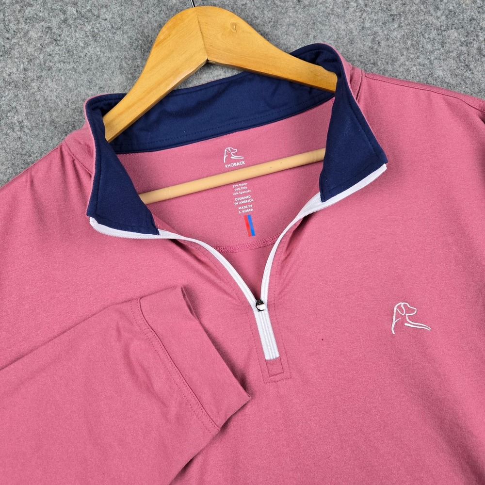 Rhoback 1/4 Zip Pullover Mens XXL Pink Performance Golf Activewear Minimalist